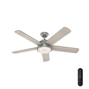 Romulus 54 in. Integrated LED Indoor Matte Silver Smart Ceiling Fan with Light Kit and Remote Control