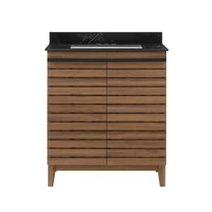 Rydal 30 in. W x 19 in. D x 34 in. H Single Sink Bath Vanity in Spiced Walnut with Black Sintered Stone Top