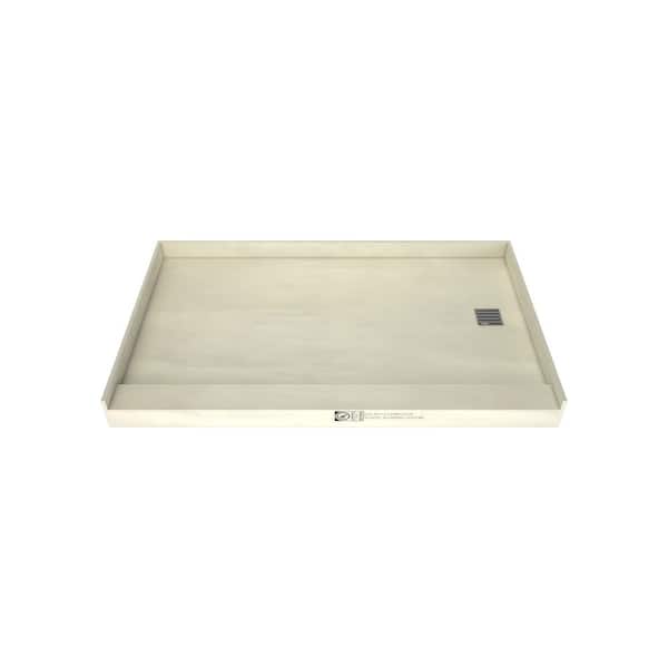 Redi Base 36 in. L x 60 in. W Alcove Single Curb Tileable Shower Pan Base with Right Drain in Brushed Nickel