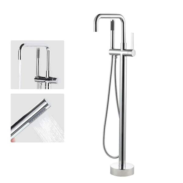 VEVETTA Single-Handle Freestanding Tub Faucet with Hand Shower in. Brushed Nickel