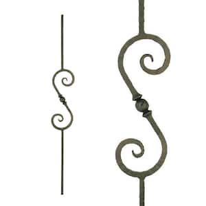 Stair Parts 44 in. x 5/8 in. Old World Copper Hammered Scroll Iron Baluster for Stair Remodel