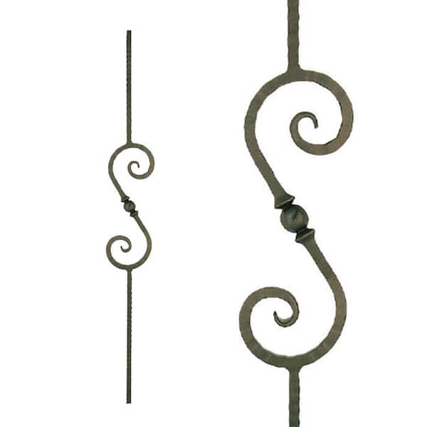 EVERMARK Stair Parts 44 in. x 5/8 in. Old World Copper Hammered Scroll Iron Baluster for Stair Remodel