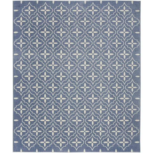 Nourison Essentials Blue Ivory 6 ft. x 9 ft. Moroccan Contemporary Area Rug