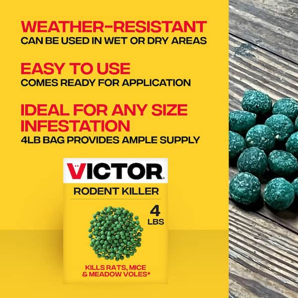4LB Rodent Pest Killer - Weather-Resistant, Powerful Formula Eliminates Rats, Mice, and Meadow Voles