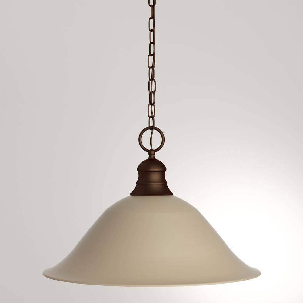 Empire Mahogany Bronze 16" Pendant with Champagne Linen Glass