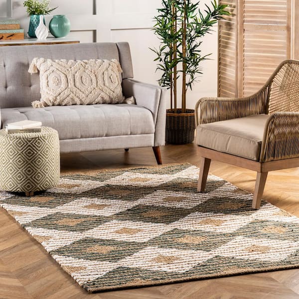 Marla Denim And Jute Diamonds Olive 4 ft. x 6 ft. Indoor Area Rug