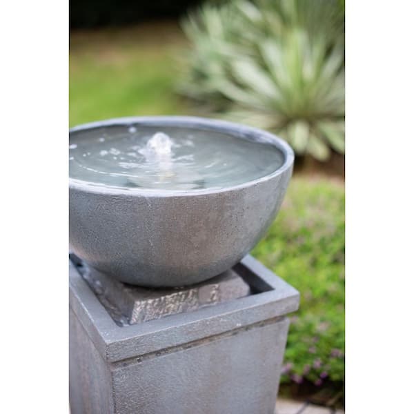 Afoxsos 35 inch Outdoor Zen Bowl Fountain Relaxing Polyresin Water Fountain for Lawn, Garden