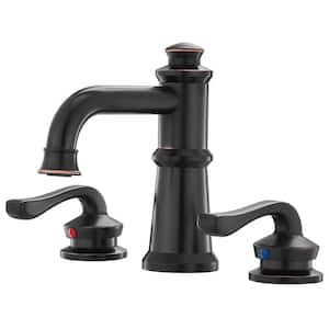 8 in. Widespread Double Handles Bathroom Faucet with Supply Hose in Oil Rubbed Bronze