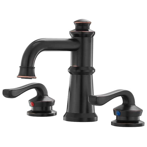 BWE 8 in. Widespread Double Handles Bathroom Faucet with Supply Hose in Oil Rubbed Bronze