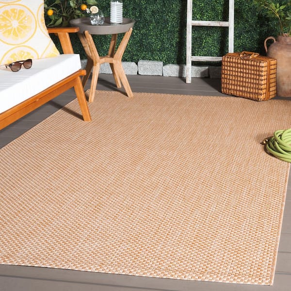 Courtyard Natural/Cream 5 ft. x 8 ft. Solid Indoor/Outdoor Patio  Area Rug