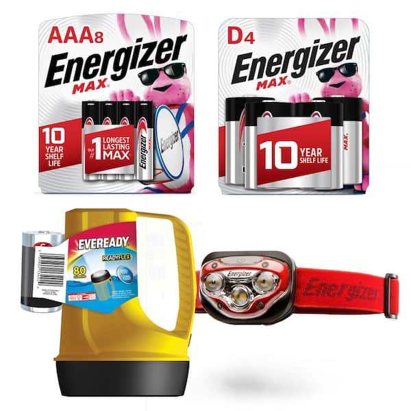 Energizer 80 Lumens Floating Lantern and 300 Lumens Headlamp with Replacement D and AAA Batteries Emergency Bundle