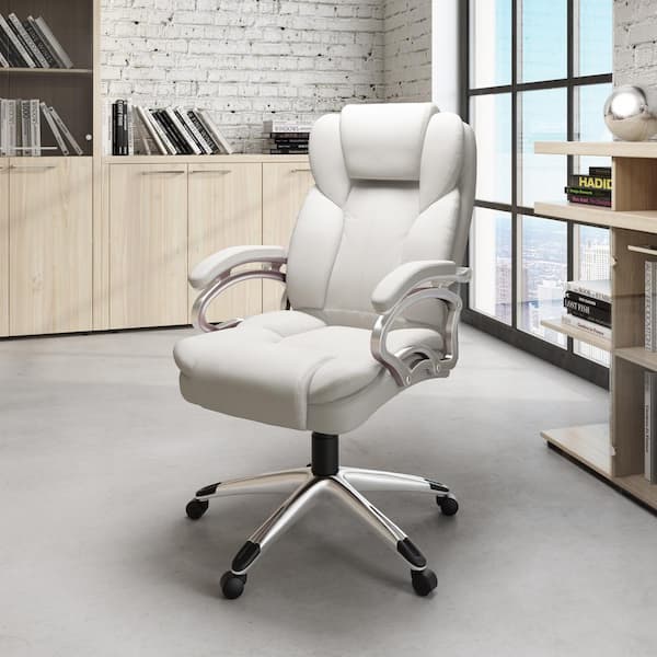 CorLiving Workspace Executive Office Chair in White Leatherette