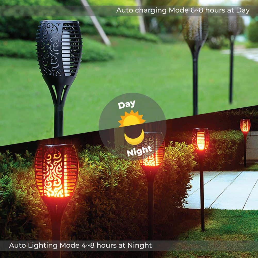 Xodo FL1 Solar Torch Lights with Flickering Flames, 4-Pack