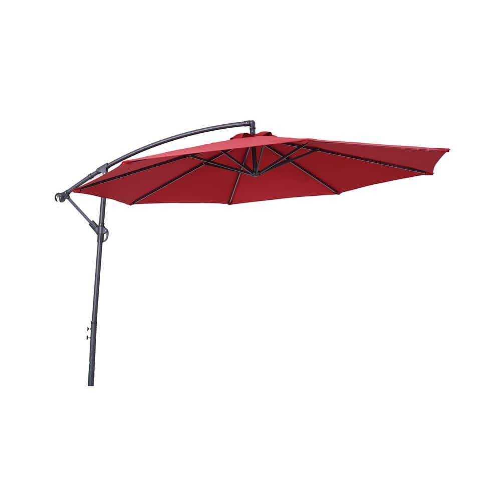 10 ft. Steel Octagon Cantilever Patio Umbrella in Red