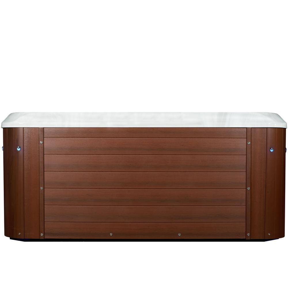 Redwood and Gloss White 6-Person Square Hot Tub with 100 Jets