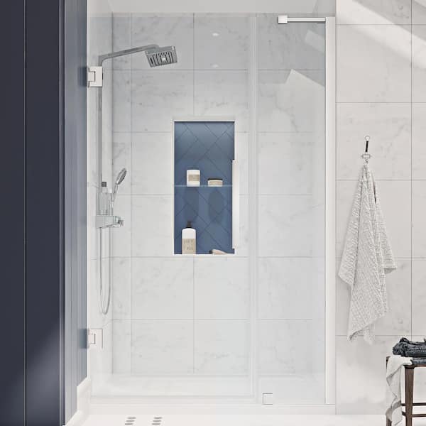 OVE Decors Tampa-Pro 38 in. L x 36 in. W x 72 in. H Alcove Shower Kit with Pivot Frameless Shower Door in Chrome and Shower Pan