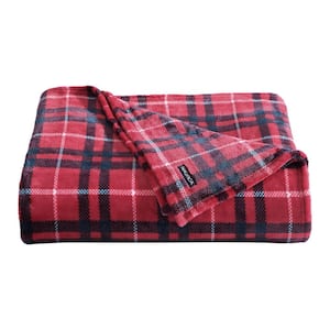 Winter Tattersall 1-Pcs Dark Red Ultra Soft Plush Fleece Twin Blanket