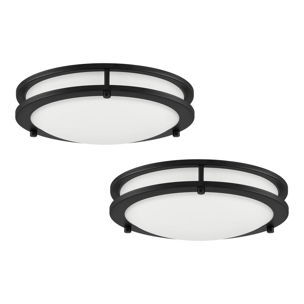 Flaxmere 12 in. Modern Matte Black Selectable 5 CCT Integrated LED Flush Mount for Kitchens or Bedrooms (2-Pack) price history on PriceWatchPro