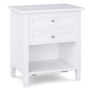 Simpli Home Amherst Solid Wood 16 in. D x 24 in. W x 26 in. H Transitional Bedside  Nightstand Table with 2-Drawers in White AXCAMH-BSW - The Home Depot