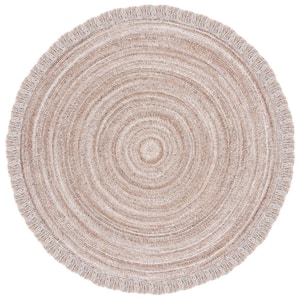 Braided Natural 3 ft. x 3 ft. Round Striped Area Rug