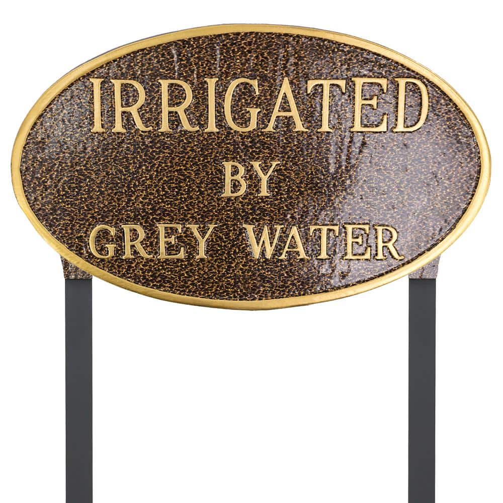 10 in. x 18 in. Large Oval Irrigated By Grey Water Statement Plaque Sign with Lawn Stakes - Hammered Bronze price history on PriceWatchPro