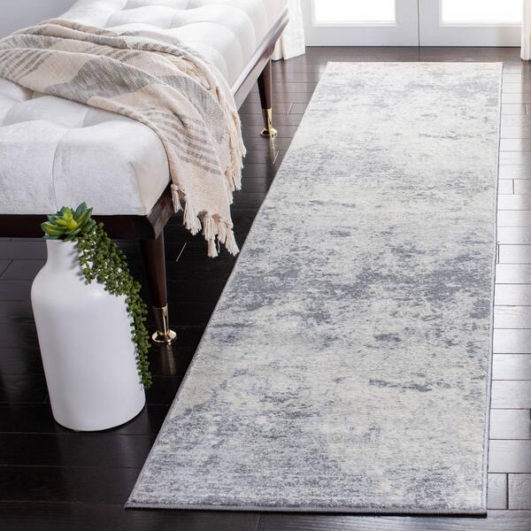Brentwood Gray/Ivory 2 ft. x 8 ft. Abstract Runner Rug