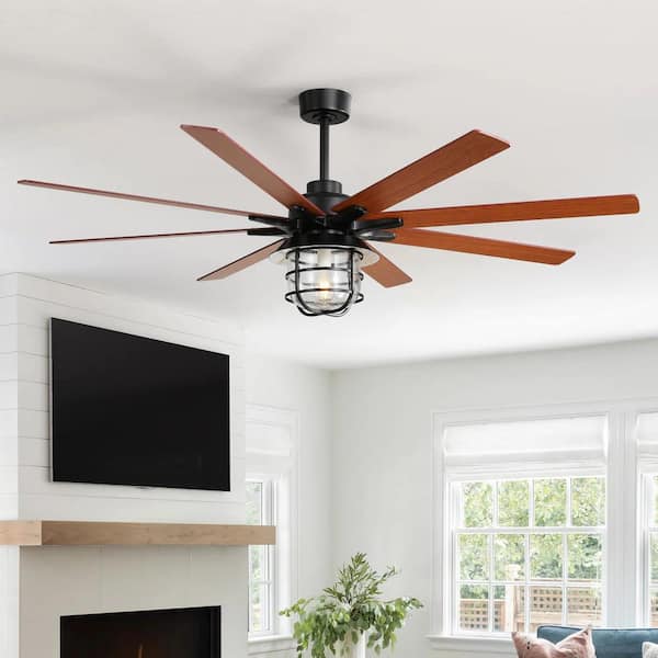 66 in. Indoor Farmhouse Black Dual-Finish Ceiling Fan with 6-Speed DC Motor and Remote Control