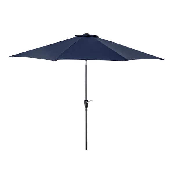 9 ft. Metal Market Patio Umbrella with 3-Tiered Sunshade and Push Button Tilt and Easy-Open Crank in Khaki