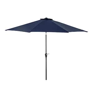 10 ft. Market Patio Umbrella in Blue with Push Button Tilt and Crank, 8 Sturdy Ribs