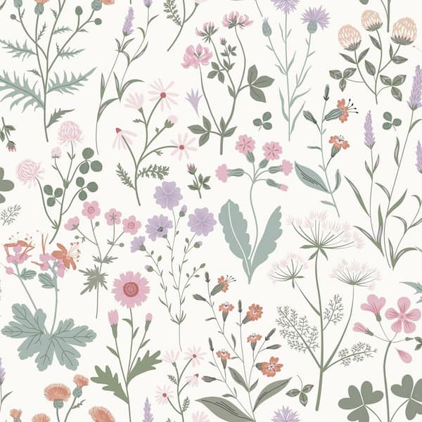 ESTA Home Letitia Purple Summer Meadows Wallpaper DD139482 - The Home Depot