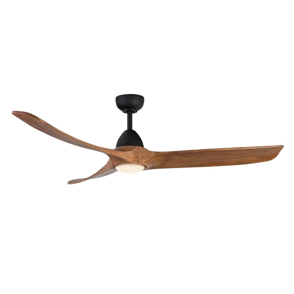 Baylor 60 in. 1-Light Matte Black/Natural Wood Integrated Indoor LED Smart Ceiling Fan price history on PriceWatchPro