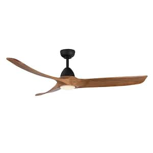 Baylor 60-in 1 Light Matte Black/Natural Wood Integrated LED Smart Ceiling Fan