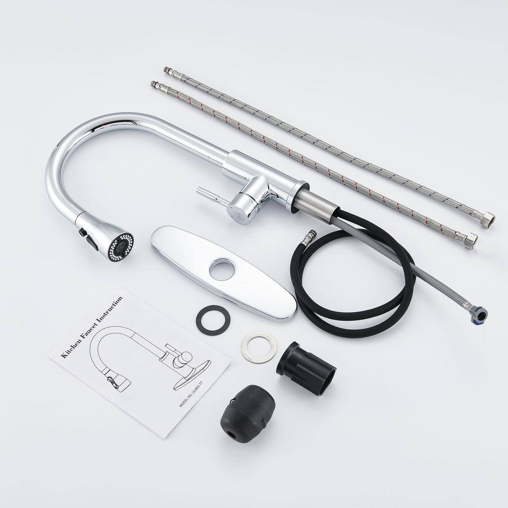 Chrome Stainless Steel Single Handle Pull Down Kitchen Faucet
