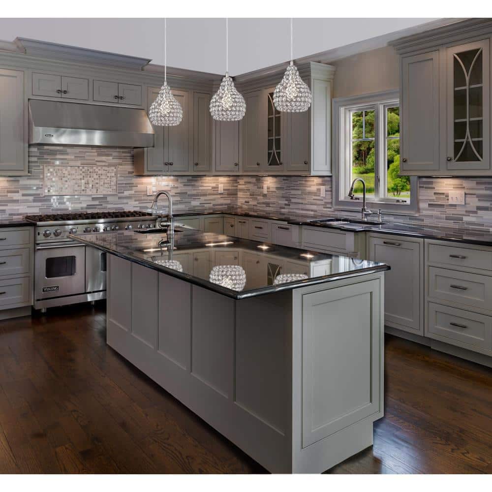 Kelcie Teardrop Mini Pendant with Crystal Shade and Nickel Finish
