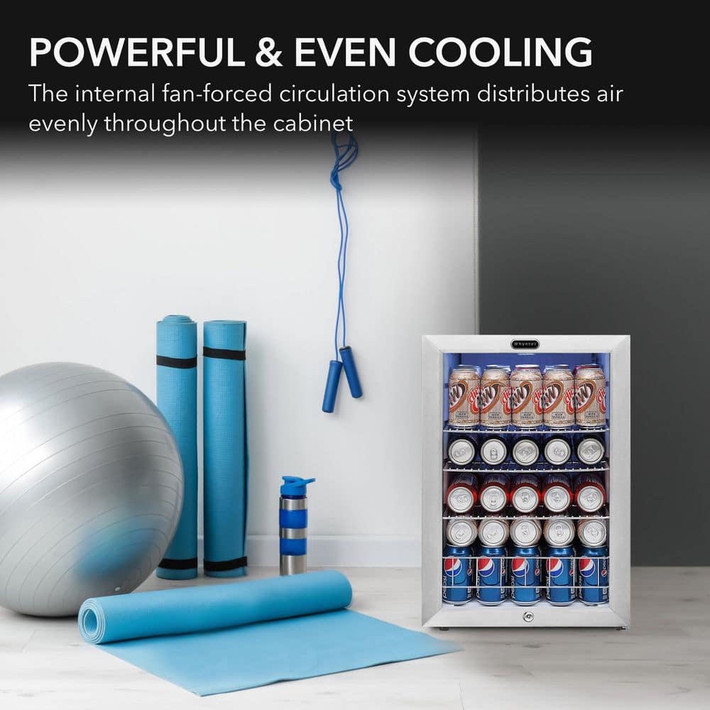 Compact Stainless Steel Freestanding Beverage Refrigerator with Glass Door