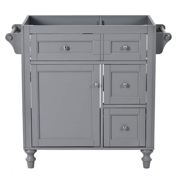 EPOWP 29.52 in. W x 17.87 in. D x 33 in. H Bath Vanity Cabinet without Top in Gray with with 4 Drawers and Towel Rack