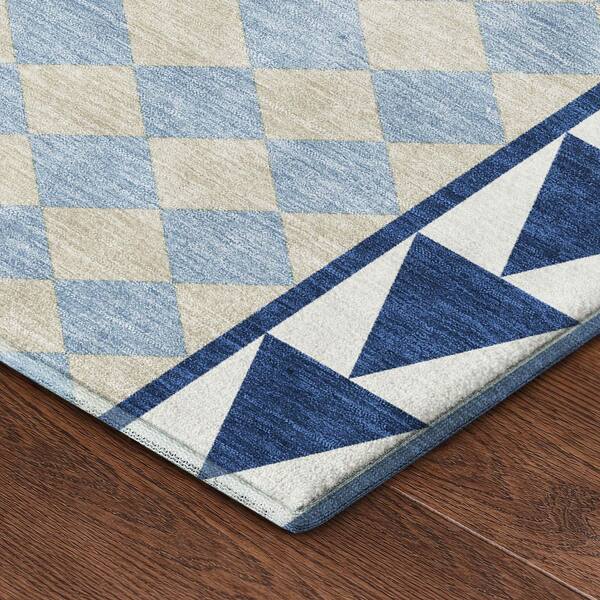 Mayfield Premium Machine Washable Abstract AMF2522 Navy 10 ft. x 14 ft. Area Rug