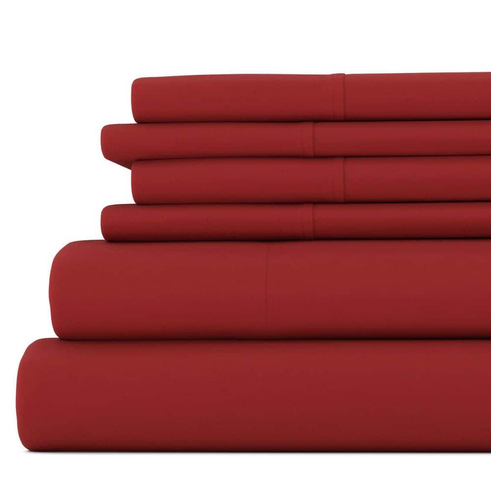6-Piece Burgundy Solid Microfiber Twin Sheet Set price history on PriceWatchPro