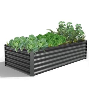 6 ft. x 3 ft. x 1.5 ft. Outdoor Alloy Steel Quartz Gray Galvanized Raised Rectangular Planter Bed Boxes for Garden