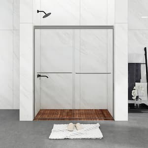 54 in. W x 70 in. H Double Sliding Framed Shower Door in Chrome Finish with Clear Tempered Glass