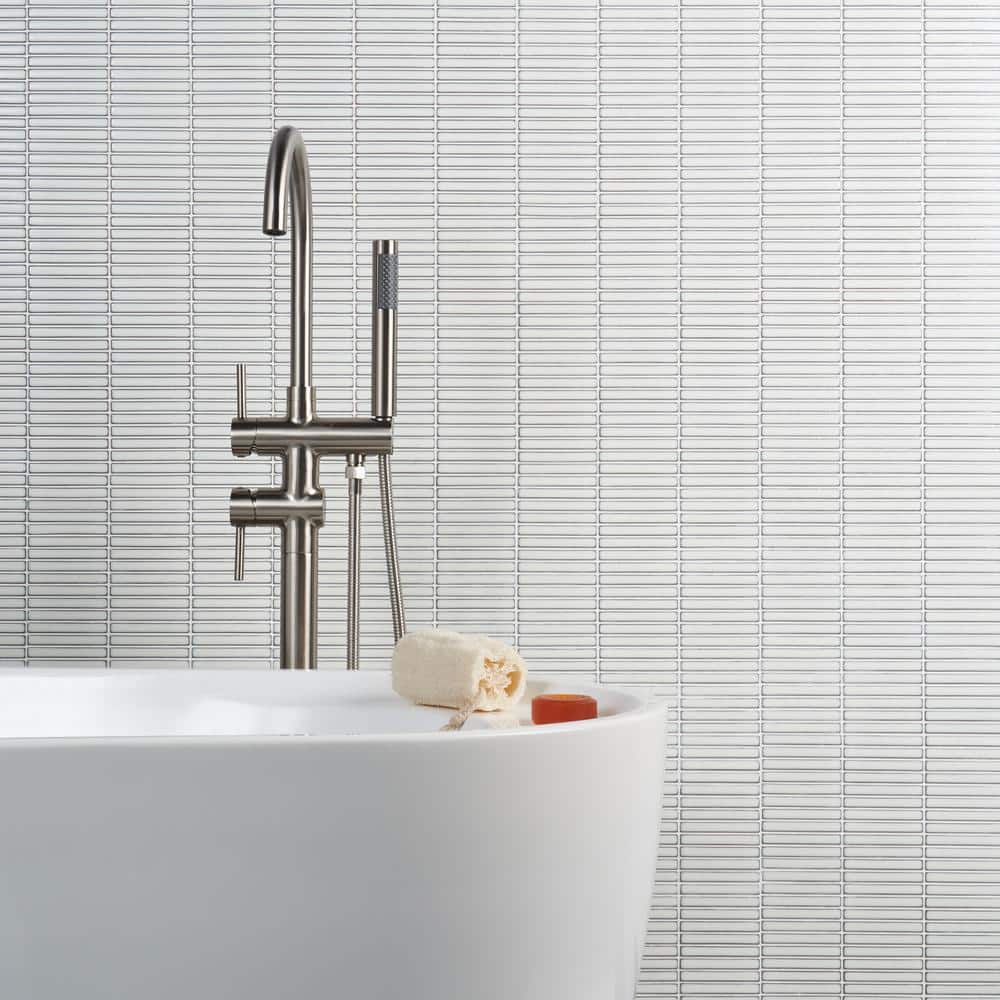 Snow White Glossy Porcelain Stacked Mosaic Tile 11.19 x 11.9 Inch
