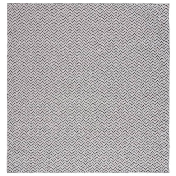 Hampton Black/Gray 6 ft. x 6 ft. Striped Zig-Zag Indoor/Outdoor Square Area Rug