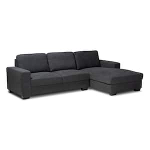 Nevin 2-Piece Dark Gray Fabric 3-Seater L-Shaped Right-Facing Chaise Sectional Sofa