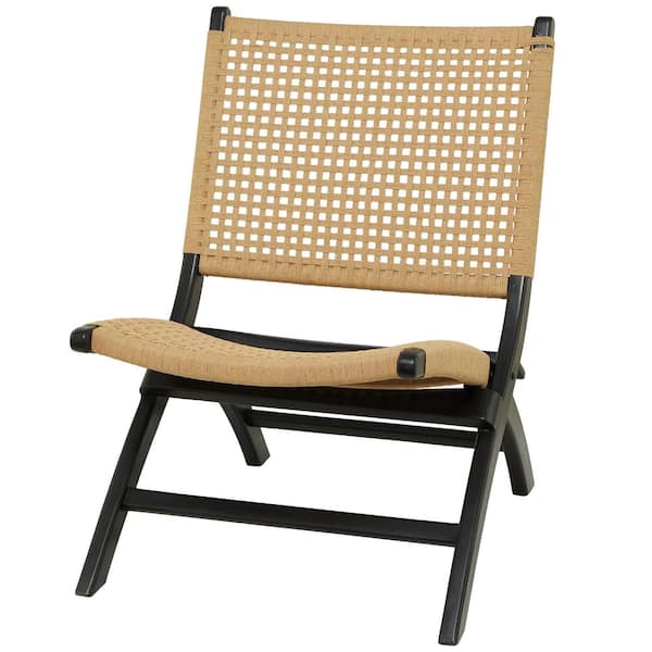 Litton Lane Black Wood Contemporary Folding Chair 042789