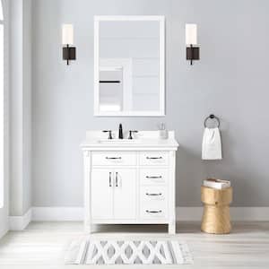 Bellington 36 in. W x 22 in. D x 34.5 in. H Bath Vanity in White with White Engineered Stone Top
