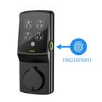 Secure Plus Matte Black Single-Cylinder Keypad Smart Alarmed Lock Deadbolt with Bluetooth, 3D Fingerprint Sensor