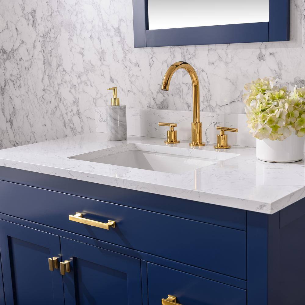 Navy Blue 42" Freestanding Solid Wood Bathroom Vanity