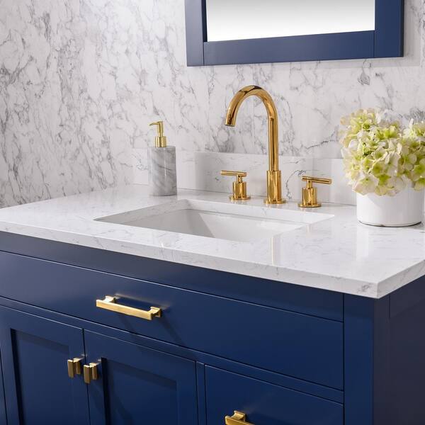 Sudio Jasper 42 In. W X 22 In. D Bath Vanity In Navy Blue With Engineered  Stone Vanity Top In Carrara White With White Basin Jasper-42Nb - The Home  Depot