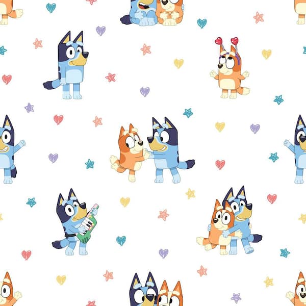 Bluey and Bingo Hearts Multicolor Peel and Stick Wallpaper
