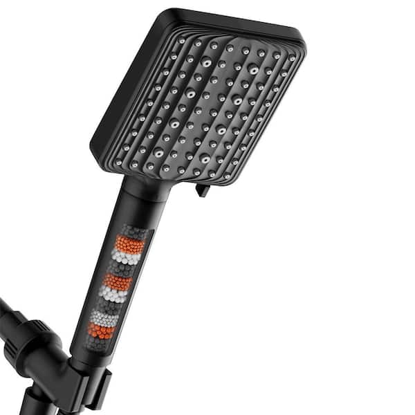 6-Spray Wall Mount Handheld Shower Head 2.5 GPM in Matte Black